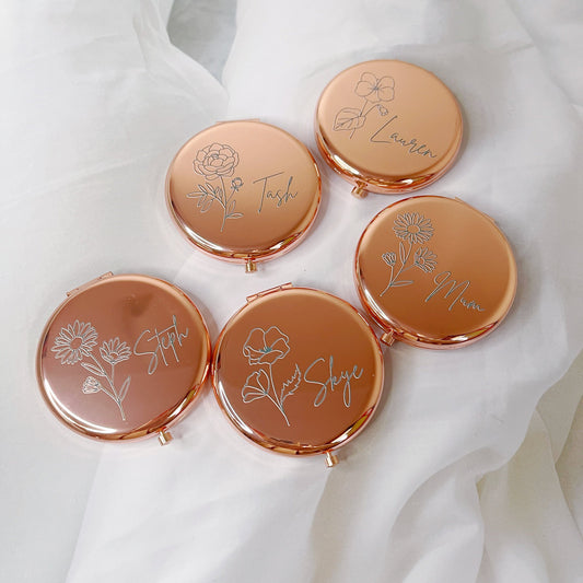 Birth Month Flower Mirror with Name