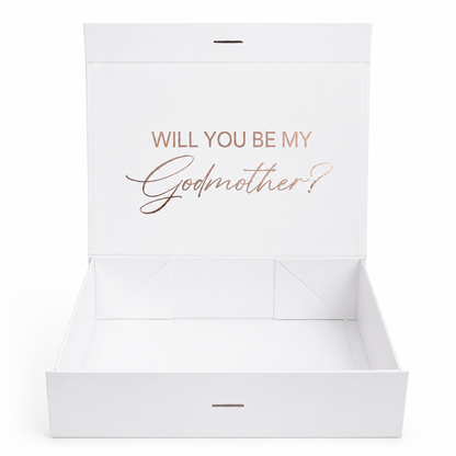 "Will You Be My Godmother?" White Ribbon Gift Box