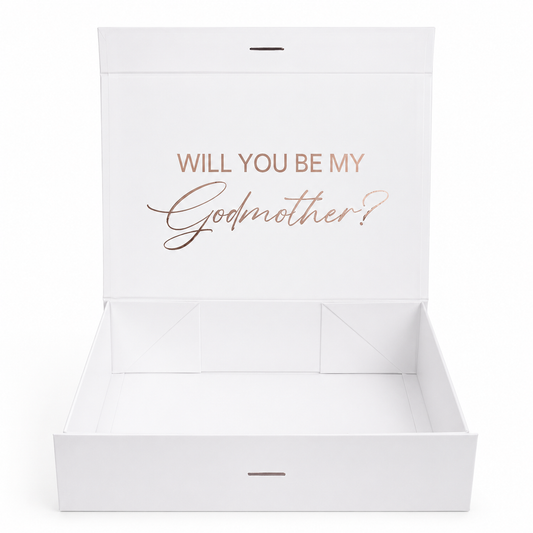 "Will You Be My Godmother?" White Ribbon Gift Box
