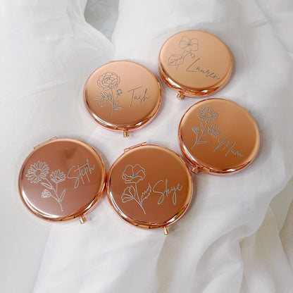 Birth Month Flower Mirror with Name