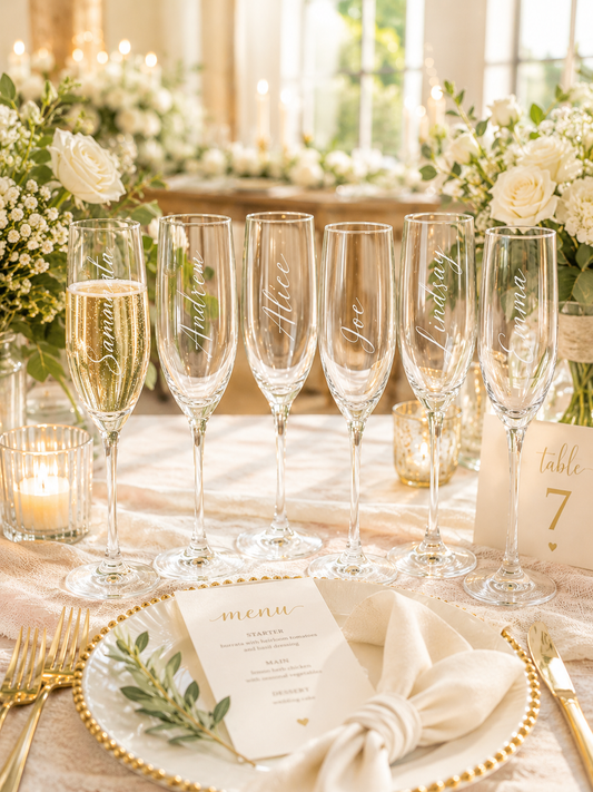 Personalised Engraved Champagne Flutes