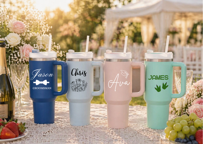 Engraved Insulated Bottle with straw -1200ML