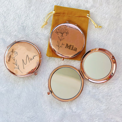 Birth Month Flower Mirror with Name