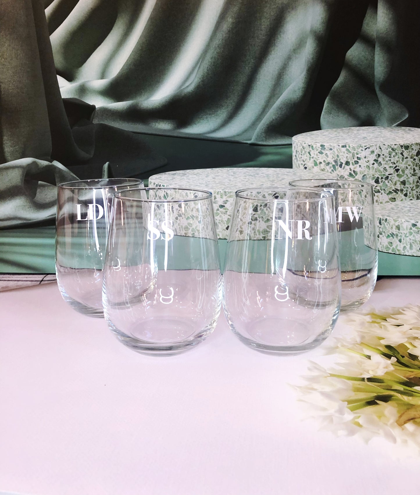 Personalised Stemless Wine Glass | 475 ML - Vinyl