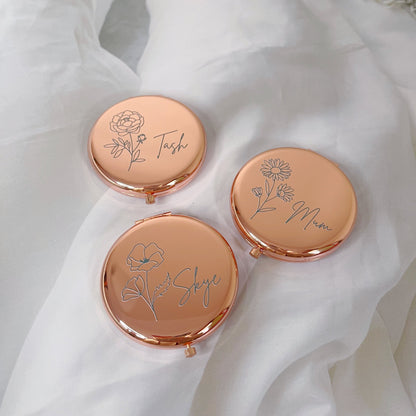 Birth Month Flower Mirror with Name