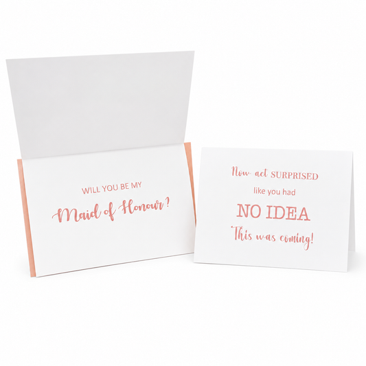 Two greeting cards with text on a white background