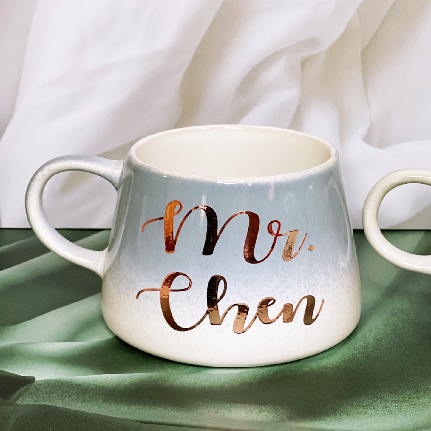 Personalised Blue & Cream Mug