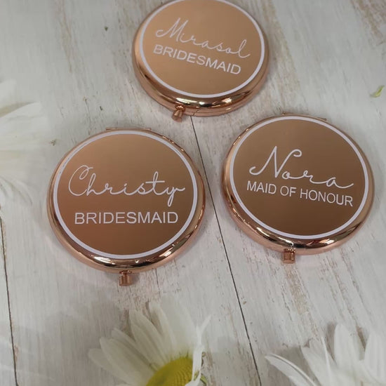 Personalised Compact Mirror Rose Gold