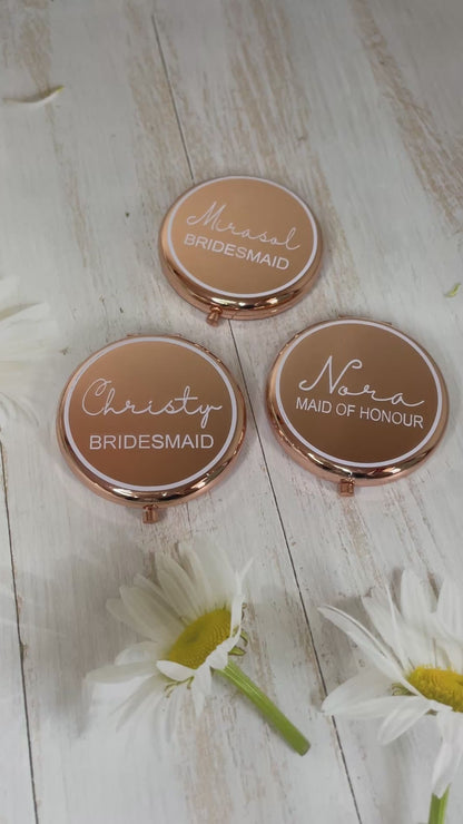 Personalised Compact Mirror Rose Gold