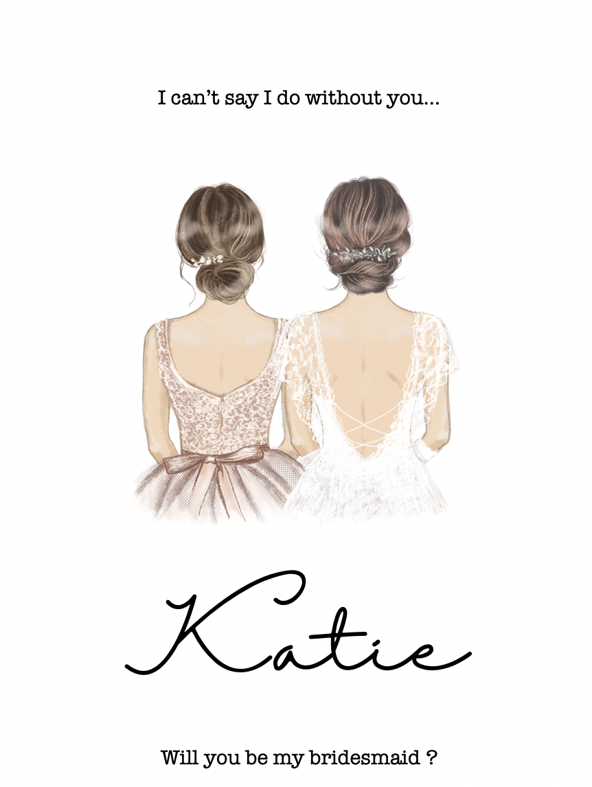 Illustrated Bridesmaid & Maid of Honour Proposal Card 3